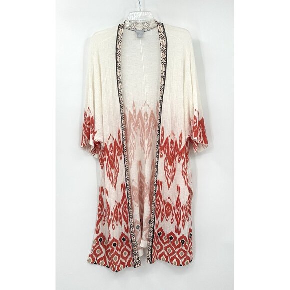 CHICOS shirt jacket tunic duster kimono aztec hippie boho lightweight XS 3 - Picture 2 of 9